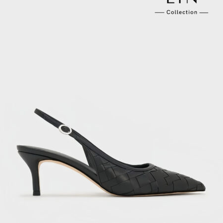 LIN51- Giày Cao Gót Nữ Mũi Nhọn Quai Hậu Da Đan, Gót Nhọn 7cm Thời Trang Công Sở Lin Collection