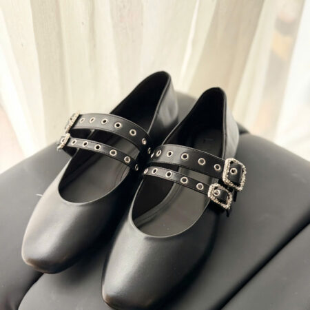 LIN79- Giày Mary Jane Quai Đôi Đính Đinh Khóa Kim Loại Sang Chảnh Lin Collection