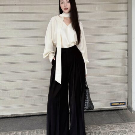 V05 - Quần xuông xếp ly chất liệu chéo Hàn cao cấp