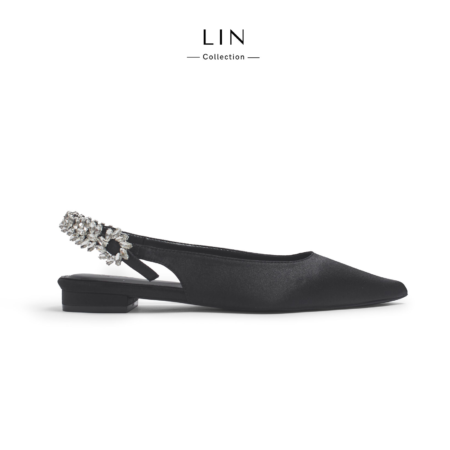 LIN67 - Giày Slingback Bệt Satin Đính Đá Hậu Sau Sang Trọng Lin Collection