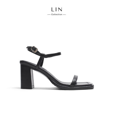 LIN43 - GIÀY SANDAL MŨI VUÔNG QUAI NGANG GÓT TRỤ CAO 7CM
