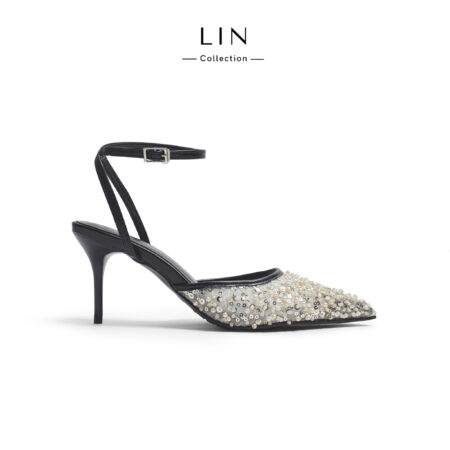 LIN74- Sandal Cao Gót Mũi Nhọn Đính Kim Sa Lấp Lánh - Đi Tiệc Quý Phái Lin Collection