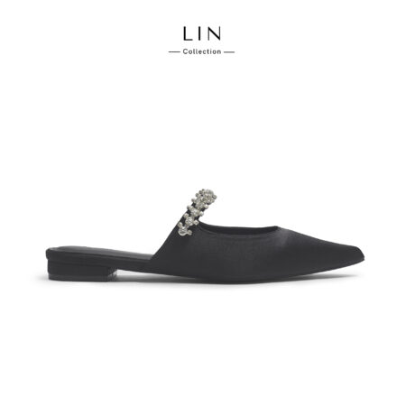 LIN66 - Dép Sục Nữ Satin Mũi Nhọn Quai Đá Sang Trọng Lin Collection