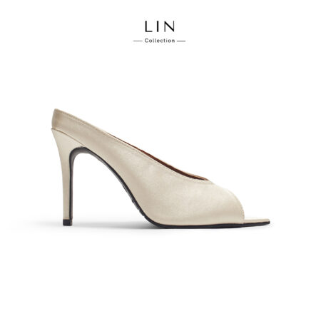 LIN57- Guốc Cao Gót Mũi Nhọn Hở Mũi Da Bóng Thời Trang Trơn Đơn Giản 9cm Lin Collection
