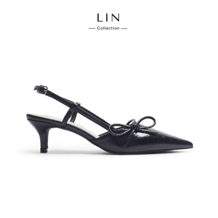 LIN95 - Giày Cao Gót Nữ LIN Collection Mũi Nhọn Slingback Đính Nơ Quai Mảnh Sang Trọng Cao 7cm