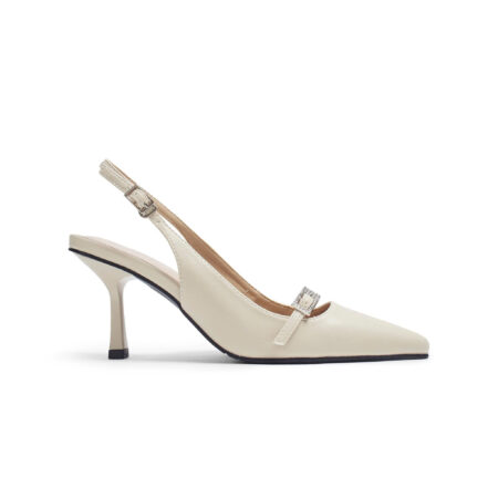 LIN94 - Giày Cao Gót Nữ Slingback Mũi Nhọn LIN Collection Da Mềm Đính Charm Đá Sang Trọng Cao 7cm