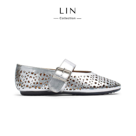 LIN107 - Giày bệt mũi tròn laze , khóa cài ngang