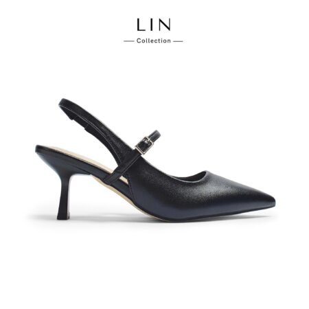 LIN108 - Giày sadal min mũi nhọn , dây cài khóa ngang , gót nhọn cao 7 cm