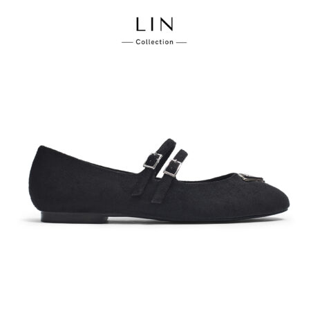 LIN117 - Giày Búp Bê Mary Jane LIN Collection Chất Liệu Da Lộn Quai Đôi, Đế Êm Thanh Lịch Cao Cấp