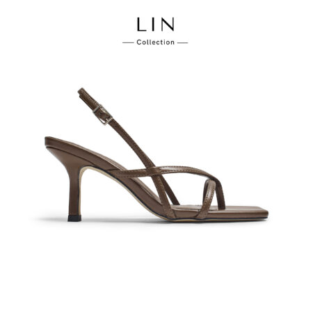 LIN120 - Giày Sandal Cao Gót Nữ LIN Collection Quai Mảnh Xỏ Ngón Mũi Vuông Cao 7cm