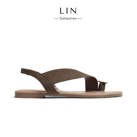 LIN118 – Sandal Minimal LIN Collection Quai Chéo Xỏ Ngón Đính Kim Loại Phong Cách Hàn Quốc